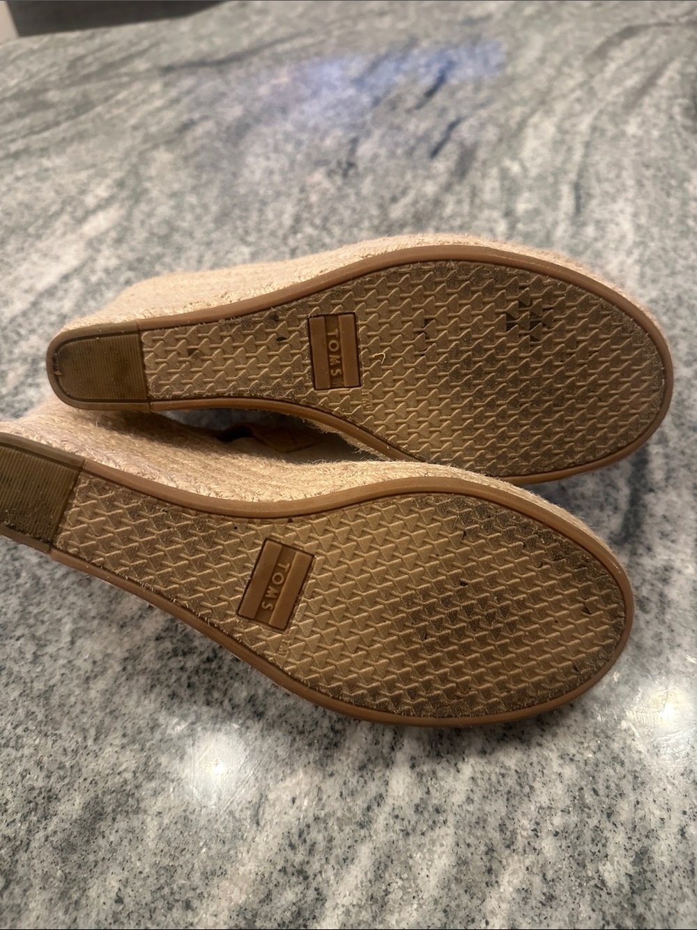 TOMS Beige Canvas Espadrille Slingback Wedge Sandals - Picture 5 of 5